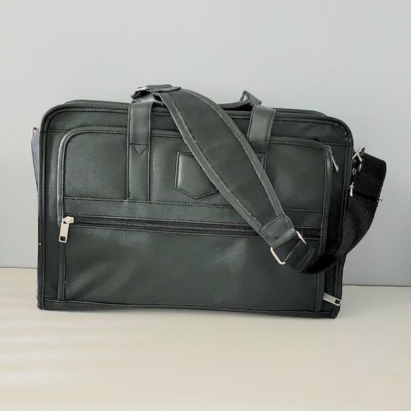 Messenger bag computer work school leather trim mesh front pockets organizer - Picture 2 of 7